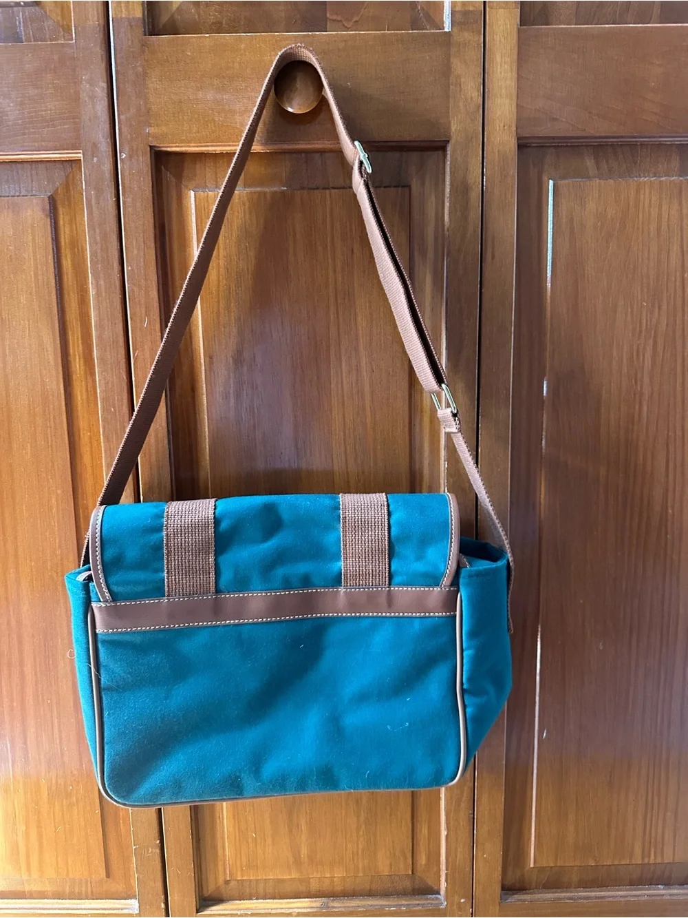 VTG Polo by Ralph Lauren Teal Canvas Messenger with Brown Trim and Strap